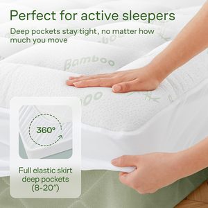Bambu elyaf yatak Topper mikrofiber kumaş koruyucu yatak iç<span class=keywords><strong>in</strong></span> çift ve ikiz boyutları ev kullanımı yatak örtüsü - Product Image 3