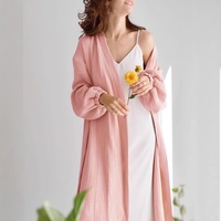 Peignoir Kimono en Coton 100% Personnalisable avec Logo pour Femme – Doux, à Manches Longues, à Nouer, Vêtement de Nuit et de Détente de Luxe Premium