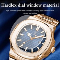Montre Quartz Poedagar 613 Luxe Dorée, Tendance pour Hommes, Boîtier Acier Inoxydable, Cuir, Étanche, Lumineuse, Carrée, Montre Homme d'Affaires