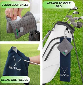 Tùy chỉnh màu xanh hải quân 40x60cm Jacquard thêu logo 16x24 inch sợi nhỏ Waffle Polyester Golf khăn thể thao thăng hoa trống - Product Image 6