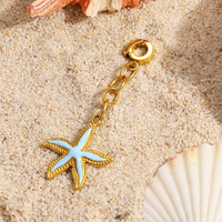 SUMMLY Pendentif étanche en forme de coquillage à effet goutte d'huile, style océan, en acier inoxydable plaqué or 18 carats, breloques de fermoir de bikini, bijoux de mode