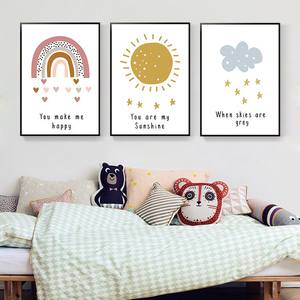 Scuola materna astronauta Baby Room pittura su tela di arte nordica moderna pittura da parete arte da parete pittura da <span class=keywords><strong>camera</strong></span> per bambini - Product Image 5