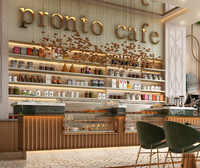 Décoration intérieure moderne pour café, mobilier, tables, chaises, comptoir, solution complète pour la conception de café et de pâtisserie