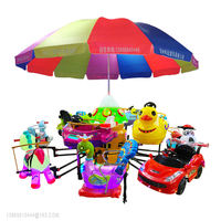 Mini carrousel électrique pour enfants, usage intérieur/extérieur, 2 voitures, pour fête foraine et divertissement à domicile