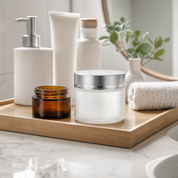 Pot en verre pour crème visage, directement de l'usine, avec couvercle, vide, pour marque de cosmétiques, étiquette privée