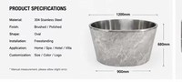 Baignoire autoportante de luxe en acier inoxydable, ovale et moderne, pour la maison, l'hôtel, le spa, salle de bain, usine OEM ODM