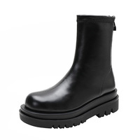 Bottes Western Rétro pour Femme, Fabrication Personnalisée, Semelle Épaisse Élastique, Mode, Bottes Courtes Vintage à Bout Rond, Bottes Chelsea Western pour Femme