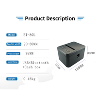 Printer Thermal 2-in-1 3-inci 80mm Pencetak Label Barcode Uang Kertas dengan Penerimaan Panas Langsung BT-80L Stok USB/Nirkabel/
