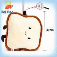 Fabricant de peluches, logo personnalisé, grande taille 40cm, thème boulangerie pain et nourriture, jouets en peluche en forme de coussin, en stock
