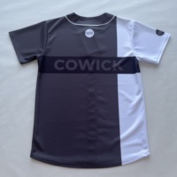 Kaos Baseball Kancing Penuh Warna Hitam Putih Grosir untuk Pria Bahan Polyester Seragam Jersey Baseball Sublimasi