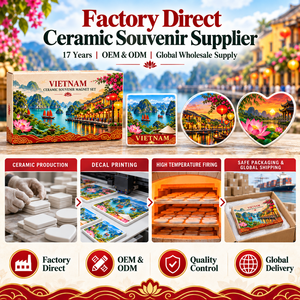 Ensemble <span class=keywords><strong>d</strong></span>'aimants de réfrigérateur en céramique souvenirs du Vietnam, paysage côtier de la <span class=keywords><strong>baie</strong></span> de <span class=keywords><strong>Ha</strong></span> <span class=keywords><strong>Long</strong></span>, ensemble <span class=keywords><strong>d</strong></span>'aimants en porcelaine avec boîte cadeau, thème de ville personnalisé - Product Image 6