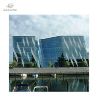Système de façade de magasin en verre, mur de façade en verre de luxe, structure en acier léger, façade en verre paramétrique