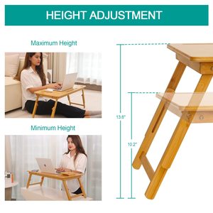 Bureau d'ordinateur portable en bambou étagère à hauteur réglable lit de dortoir pliable bureau de lecture livre plateau support <span class=keywords><strong>avec</strong></span> <span class=keywords><strong>tiroir</strong></span> de rangement pour stylos - Product Image 3