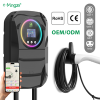 E-mingze Nouvelle Tendance 32A/7KW Type2/GBT/Type1/Prise Tesla Chargeur AC Mural Monophasé Mode 3 Convivial pour Recharge de Véhicules Électriques
