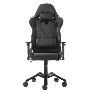 Kursi Game hitam kulit PU kualitas tinggi, kursi putar Game komputer meja Pc ergonomis dapat disesuaikan dengan sandaran kaki