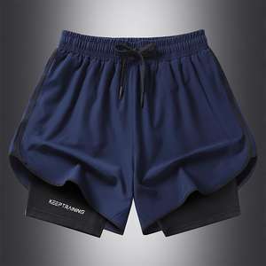 ملابس رياضية مخصصة للرجال، بدلة رياضية كاجوال مع شورت، طبقة مزدوجة 2 في 1، شورت كاجوال للرجال - Product Image 5