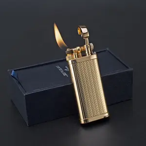 JIFENG JF-111 New arrival ear of wheat design brass tank flint gas cigarette smoking lighter tobacco pipe lighter with tamper