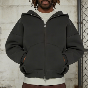 Hoodies Zippés Personnalisés Vierge de Haute Qualité en Molleton <span class=keywords><strong>Français</strong></span>, Streetwear Lourd Oversize Court, Veste à Capuche Zippée pour Homme - Product Image 3
