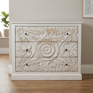 Haute demande bois de manguier blanc armoire de lavage élégant salon meubles sculpture en bois pour Foyer entrée Console maison bars hôtels - Product Image 1