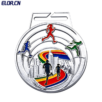 Usine Elor Médailles de récompenses sportives personnalisées pour marathon en métal avec ruban dégradé coloré et impression par sublimation