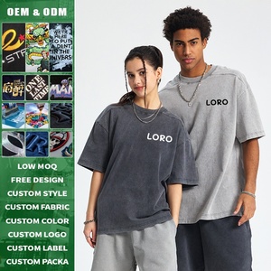 T-shirt unisexe surdimensionné en coton 100% tricoté, 275g, personnalisé, effet délavé, style streetwear vintage, respirant, mode rétro - Product Image 1
