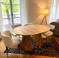 Table à manger extensible moderne ronde et ovale avec rail robuste et extension de 1200 à 2000 mm, MDF de qualité E2 pour 4 à 8 personnes