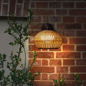 Lámpara de Pared de Ratán para Exteriores, Impermeable, 27 cm, Color Marrón, para Jardín, Patio, Villa, Pasillo - Product Image 3