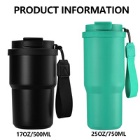 Gobelet isotherme à double paroi en acier inoxydable de haute qualité 500 ml 750 ml avec couvercle anti-fuite et paille pour le voyage