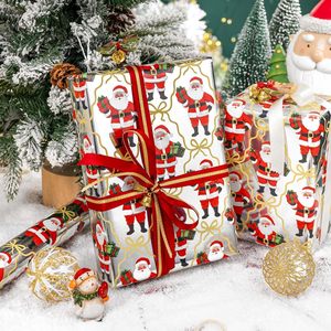 Christmas Reversible Wrapping Paper Roll 17x33 Feet Silver Santa Red Letters Gift <b>Wrap</b> Craft Decor - Product Image 4
