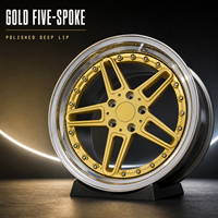 Jantes Mforged Gold Deep Dish à cinq branches multi-pièces, ajustement personnalisé, programme de vente en gros OEM ODM pour les marques de pièces détachées