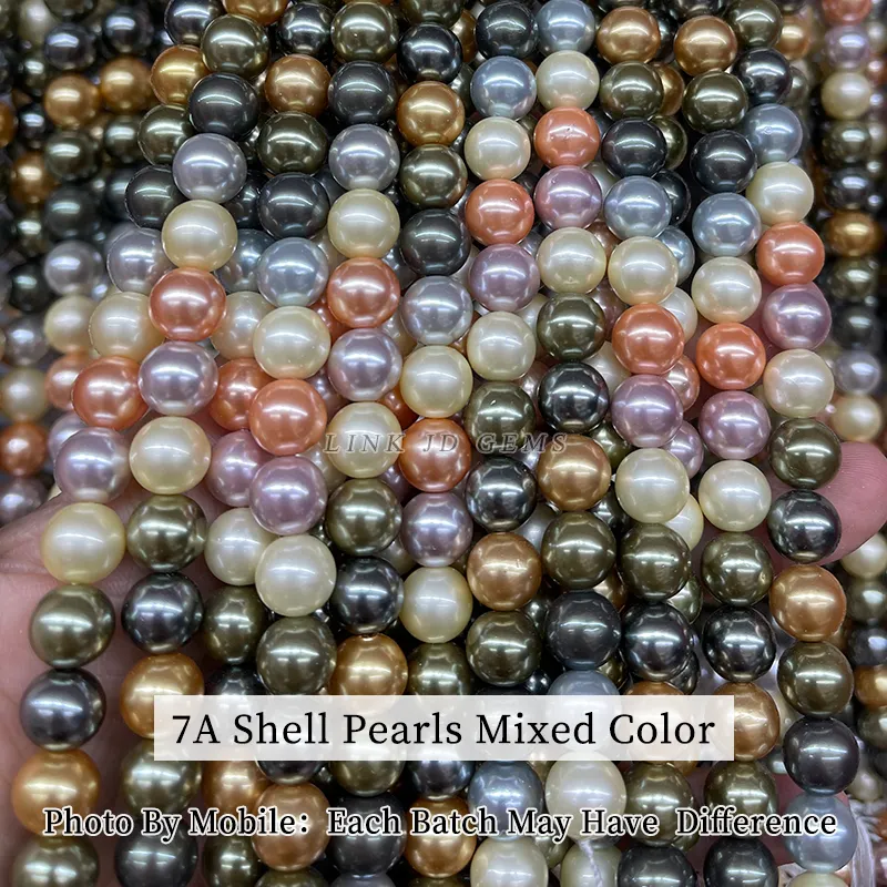 Wholesale 2-20MM Colored Dazzle 7A Natural Shell Pearl Outside Plated White Beads Round Loose Spacer Beads for Jewelry Making