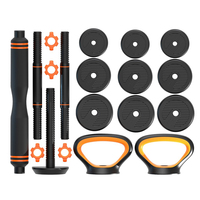 Ensemble d'haltères 6-en-1 réglable multifonctionnel, barre d'haltères, kettlebell, haltères