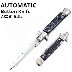 Coltello AKC da 9 pollici in acciaio inossidabile con manico in finto marmo nero perlato, stile Milano Godfather Stiletto, per ordini all'ingrosso di piccole quantità - Product Image 3