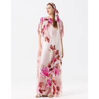 Nouveau modèle bon marché, belle robe décontractée en satin de soie taille libre, robe abaya avec hijab africain simple, robe de plage grande taille