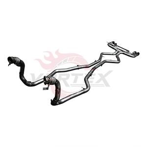 Tubo de escape Vortex austenítico SS304 para BMW F15 X5M F16 X6M 4.4T con tambor central y puntas cuádruples negras, línea de montaje Mod - Product Image 3
