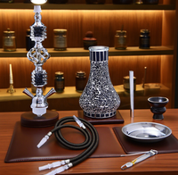 Chichas de qualité supérieure à prix abordable avec 2 tuyaux, en verre mosaïque noire, type Hubble-bubble, Narghile arabe, ensemble complet de chicha, vente en gros