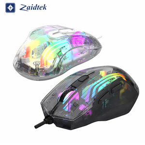Souris de jeu filaire USB programmable à 6 boutons RGB Macro, optique 1000 Hz, entièrement transparente en cristal - Product Image 2