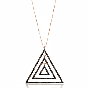 Delicado diseño de triángulo negro circón piedra forma encanto colgante turco hecho a mano 925 joyería de plata esterlina - Product Image 2