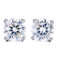 Boucles d'oreilles clous en argent 925 Zanlong avec moissanite 0,5 ct/1 ct/2 ct, taille brillant, plaqué or 18 carats, bijoux fins étincelants, certification GRA