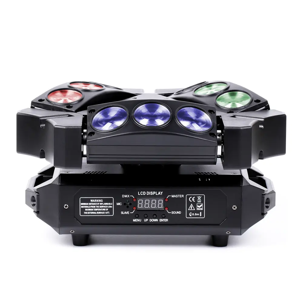Spider Mini 9pcs Beam Rotating Heads LED RGB Stage Effects Light DMX512 Disco Lights Party