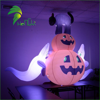 Décoration gonflable d'Halloween pour l'extérieur : Modèle de citrouille fantôme avec éclairage LED