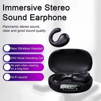 Écouteurs sans fil TWS YYK-Q92 à clip d'oreille pour le sport et le gaming, Bluetooth 5.3, étanches, son stéréo, réduction de bruit ENC, avec affichage numérique Q92