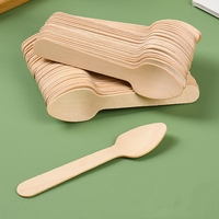 Personnalisable Biodégradable Jetable Mini Cuillère en Bois pour Crème Glacée Gelato Personnalisé Petite Vaisselle Plat Bâton Cuillères
