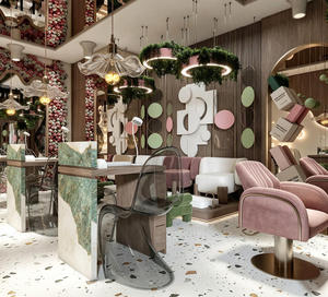 ออกแบบตกแต่งภายในร้านทำเล็บและต่อขนตาแบบครบวงจร เฟอร์นิเจอร์ร้านเสริมสวยสั่งทำพิเศษ โต๊ะเครื่องแป้ง เคาน์เตอร์โชว์สินค้า ผู้ผลิต - Product Image 4