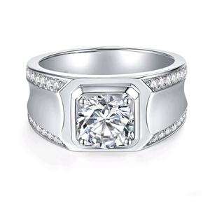 Anel de Aliança Masculino Hip Hop com Diamantes Moissanite de Corte Brilhante VVS <span class=keywords><strong>1ct</strong></span> em Prata S925 – Joia de Casamento - Product Image 1