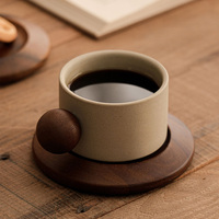 Ensemble tasse et soucoupe vintage en grès minimaliste 250 ml, cadeaux d'affaires en céramique, mug à café de luxe léger pour couple avec plateau