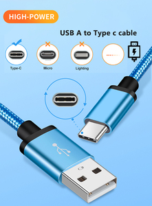 Lung Kay wholesale1m 2m 3m SạC Nhanh 5V 3A dữ liệu chuyển USB Một Nam để C nam cáp nylon bện USB để Loại C Cáp - Product Image 2