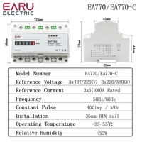 Tiga fase empat kabel meteran energi aktif elektronik kWh Monitor konsumsi daya rel DIN 50/60Hz 3*5(100)A 50/60Hz LED LCD