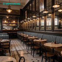 Ensemble de banquettes de restaurant MINGMENG, table ronde en faux marbre, revêtement en tissu, structure métallique, design industriel pour salle à manger