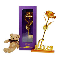 Proposition de fleur de rose en feuille d'or Cadeau de rose en feuille d'or Cadeau de festival Qixi Cadeau créatif